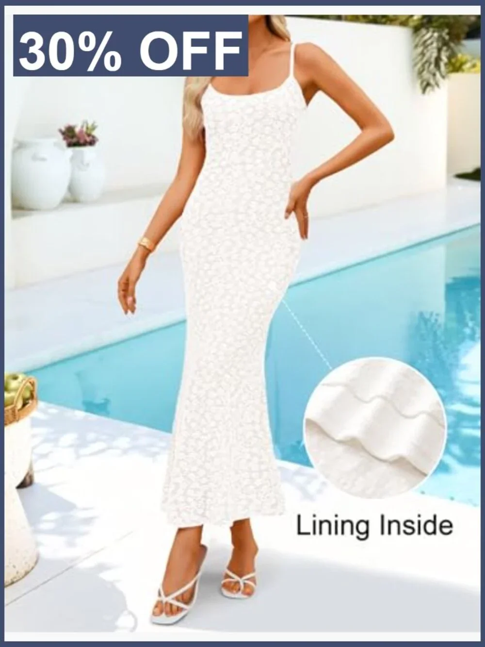 Floral Bodycon Midi Dress Spaghetti Straps Square Neck Sleeveless Summer Casual - Picture 4 of 7